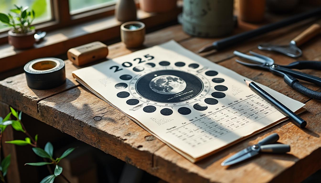 découvrez notre calendrier lunaire 2025 gratuit, avec toutes les phases de la lune pour planifier vos activités en harmonie avec les cycles lunaires.